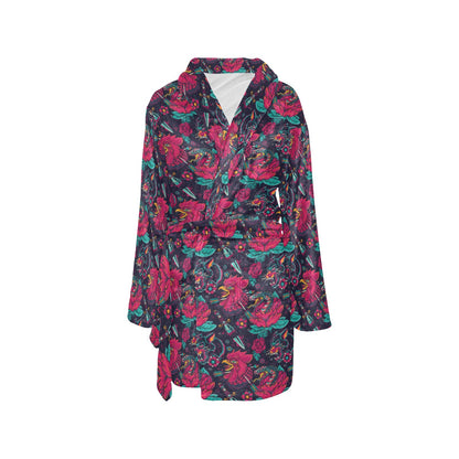 Old School Tattoo Print Women's Fleece Robe