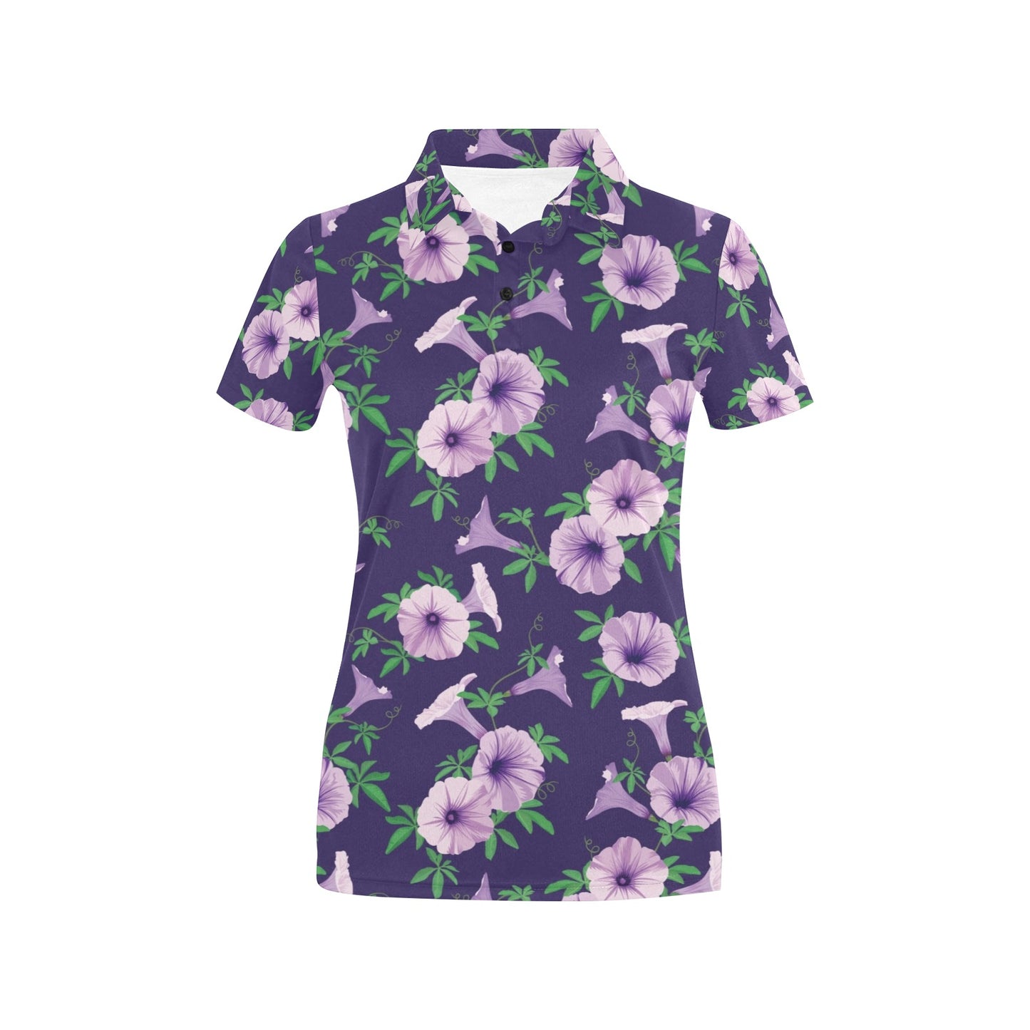 Morning Glory Pattern Print Design MG01 Women's Polo Shirt