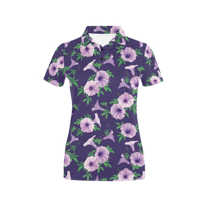Morning Glory Pattern Print Design MG01 Women's Polo Shirt