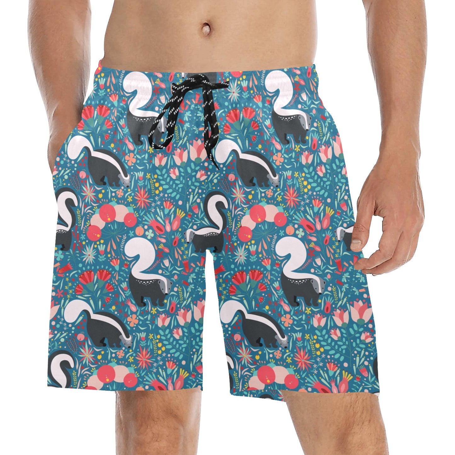 Skunk Print Design LKS302 Men's Swim Trunks Beach Shorts
