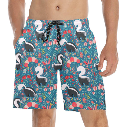 Skunk Print Design LKS302 Men's Swim Trunks Beach Shorts