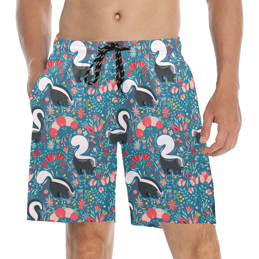Skunk Print Design LKS302 Men's Swim Trunks Beach Shorts
