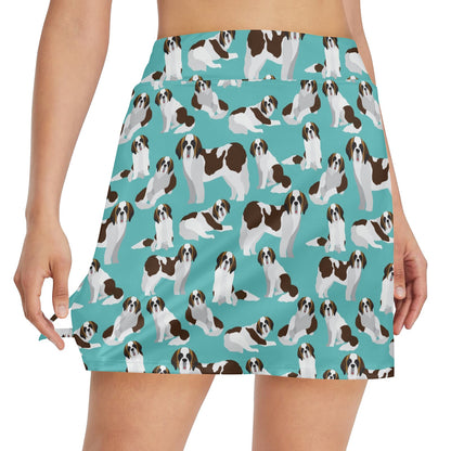 St Bernards Print Design LKS302 17" Golf & Pickleball Skort with Pockets