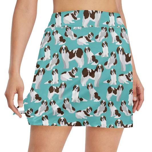 St Bernards Print Design LKS302 17" Golf & Pickleball Skort with Pockets