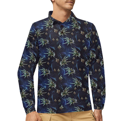 Tarantula Print Design LKS401 Long Sleeve Polo Shirt For Men's