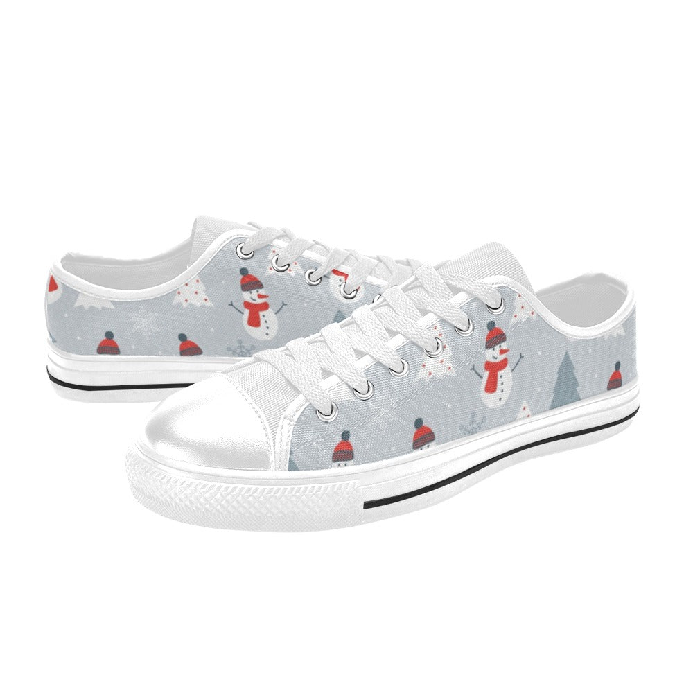 Snowman Print Design LKS302 Women's White Low Top Shoes