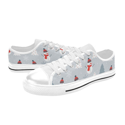 Snowman Print Design LKS302 Women's White Low Top Shoes