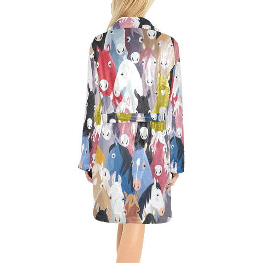 Colorful Horse Pattern Women's Fleece Robe