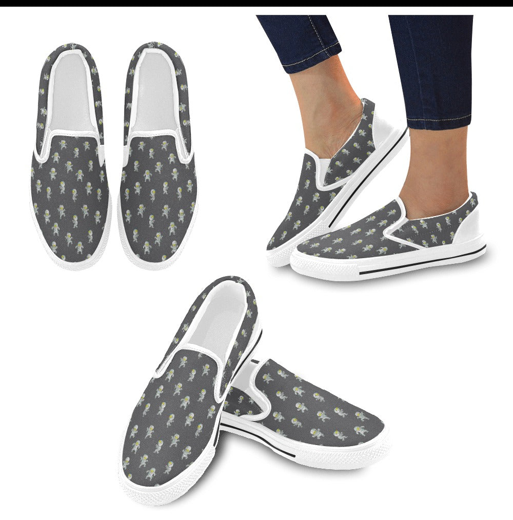 Mummy Print Design LKS305 White Slip Ons Canvas Women's Shoes