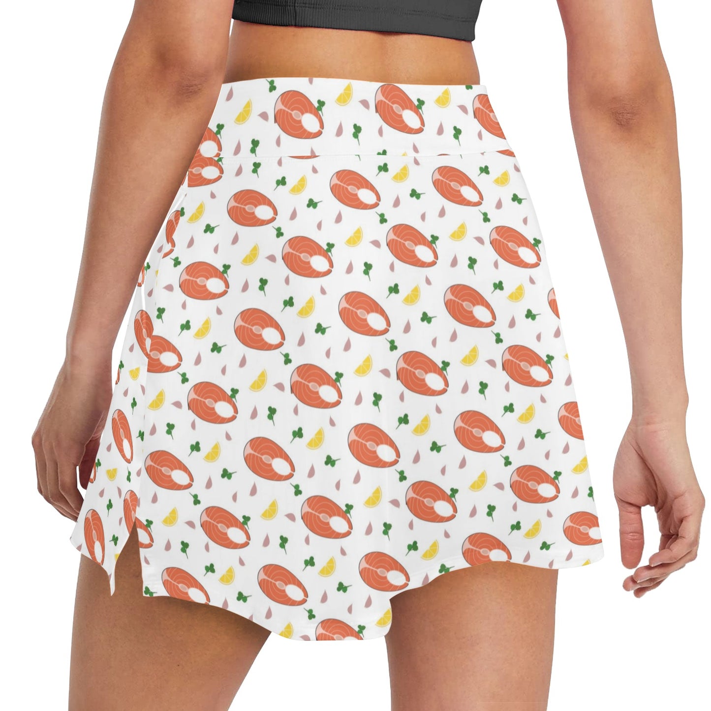 Salmon Steak Print Design LKS303 17" Golf & Pickleball Skort with Pockets