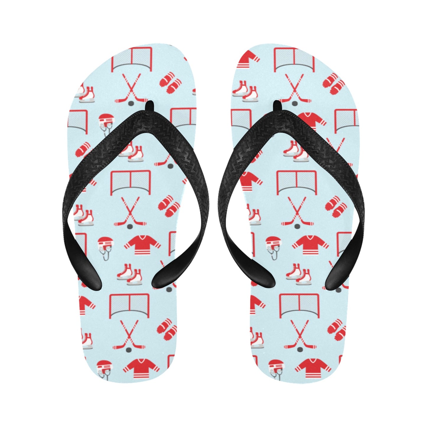 Hockey Red Equipment Print Design LKS305 Flip Flops