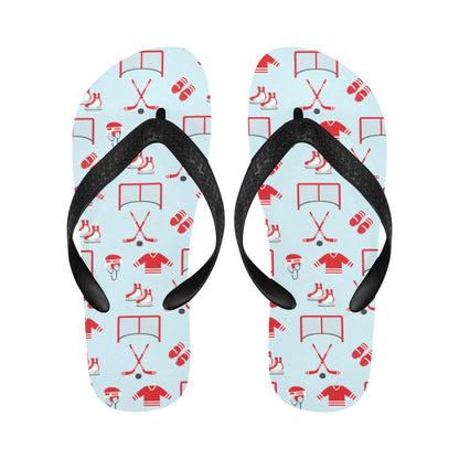 Hockey Red Equipment Print Design LKS305 Flip Flops