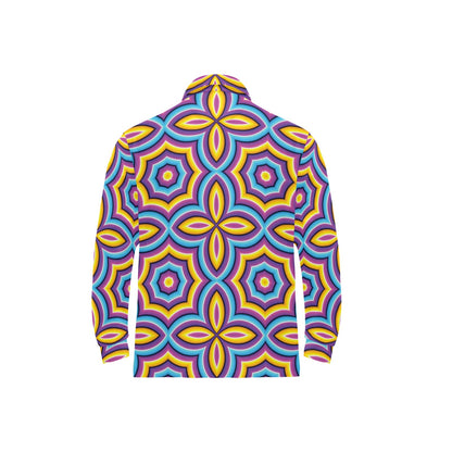 Optical illusion Pattern Print Design A03 Long Sleeve Polo Shirt For Men's