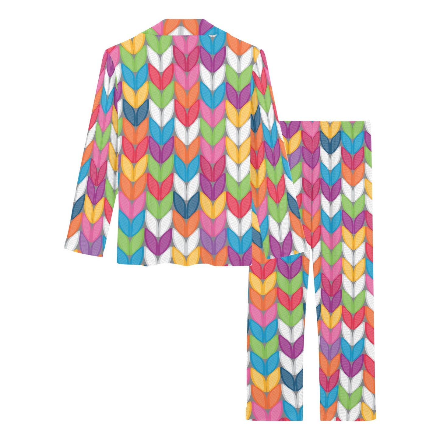 Knit Pattern Print Design 01 Women's Long Pajama Set
