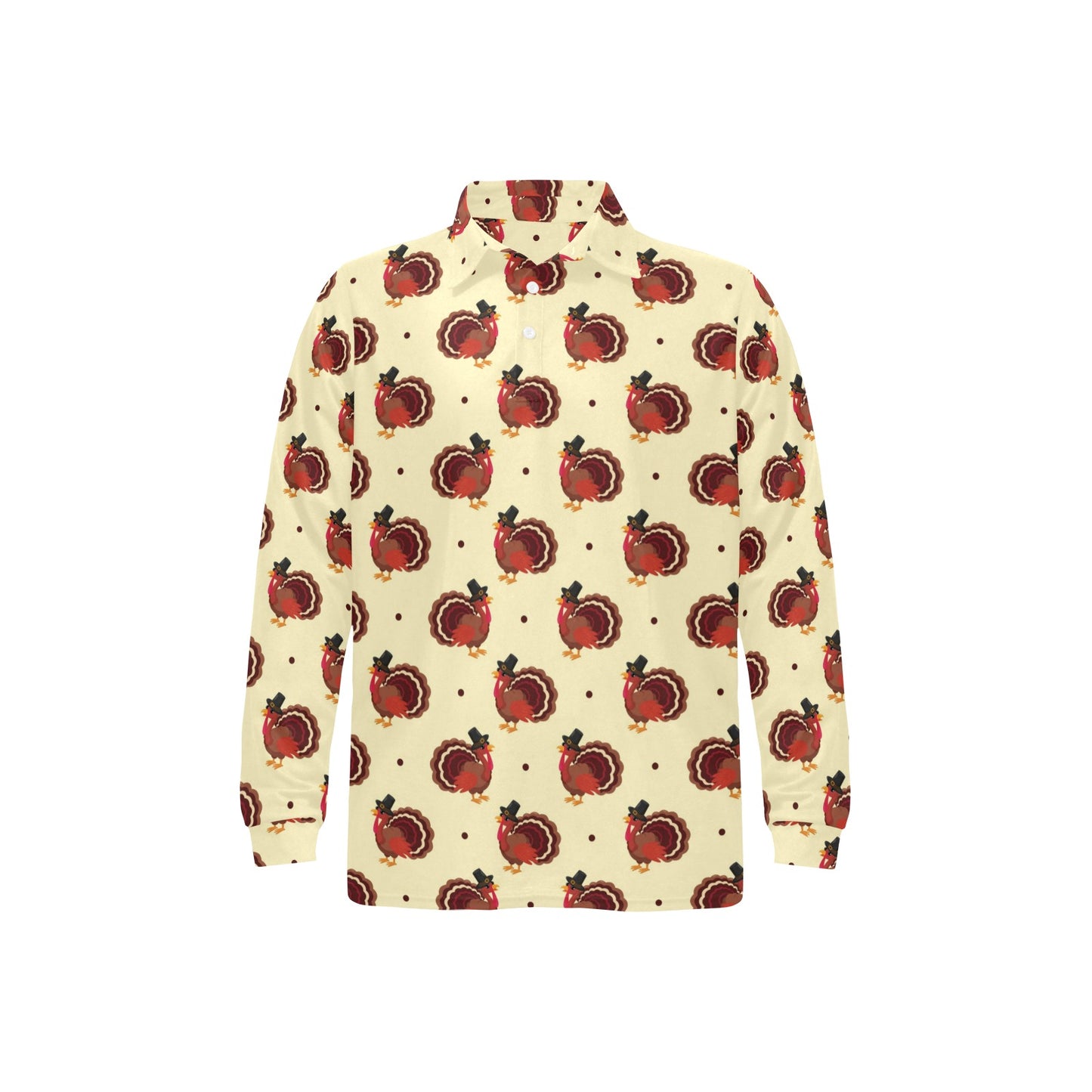 Thanksgiving Print Design LKS3010 Long Sleeve Polo Shirt For Men's