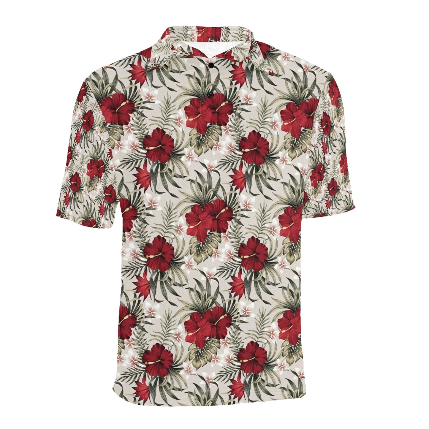 Hibiscus Print Design LKS3011 Men Polo Shirt
