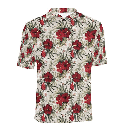 Hibiscus Print Design LKS3011 Men Polo Shirt