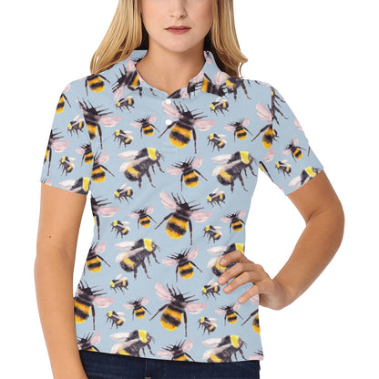 Bee Pattern Print Design BEE08 Women's Polo Shirt