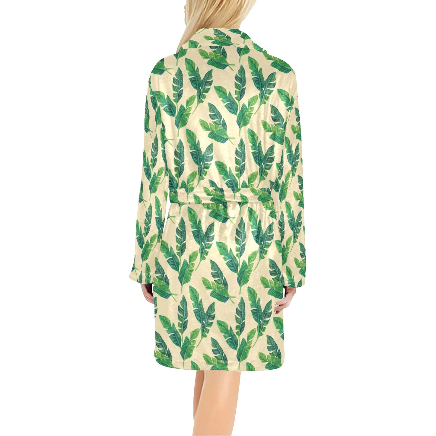 Banana Leaf Pattern Print Design 01 Women's Fleece Robe