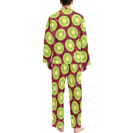 Kiwi Pattern Print Design KW05 Men's Long Pajama Set