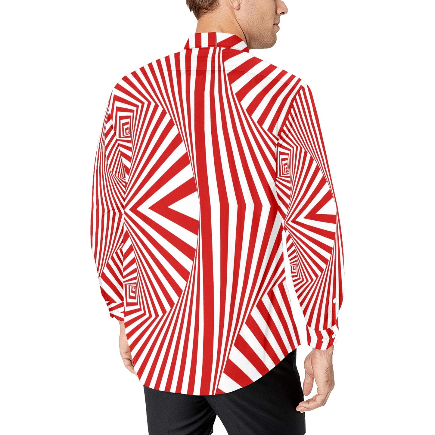 Vortex Print Design LKS304 Men's Long Sleeve Dress Shirt
