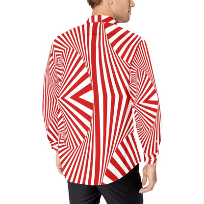 Vortex Print Design LKS304 Men's Long Sleeve Dress Shirt