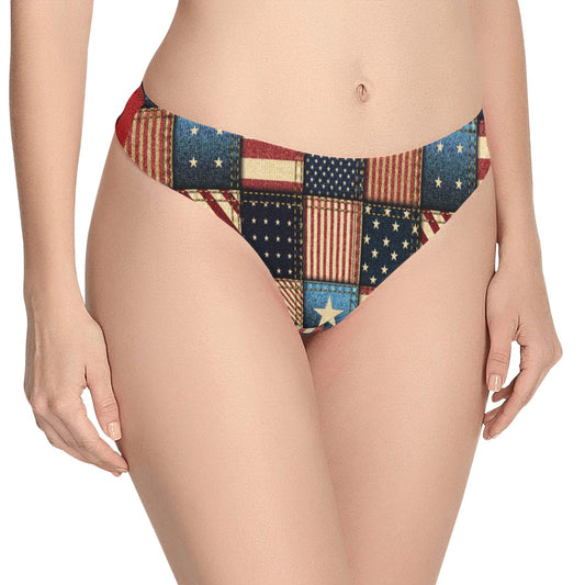 American flag Patchwork Design Women's Thongs
