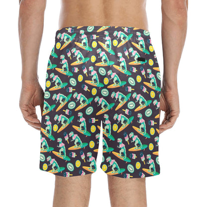 Surfboard T Rex Print Design LKS301 Men's Swim Trunks Beach Shorts