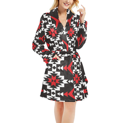 Navajo Pattern Print Design A02 Women's Fleece Robe