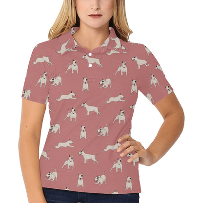 Bull Terriers Pattern Print Design 09 Women's Polo Shirt