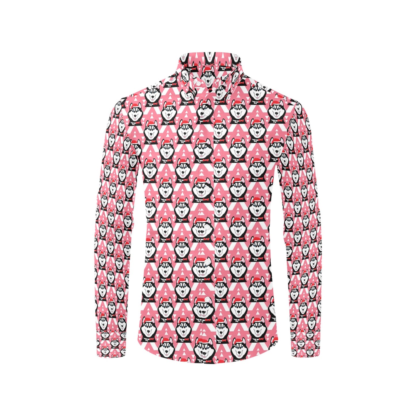 Siberian Huskies Christmas Themed Print Design LKS302 Men's Long Sleeve Dress Shirt