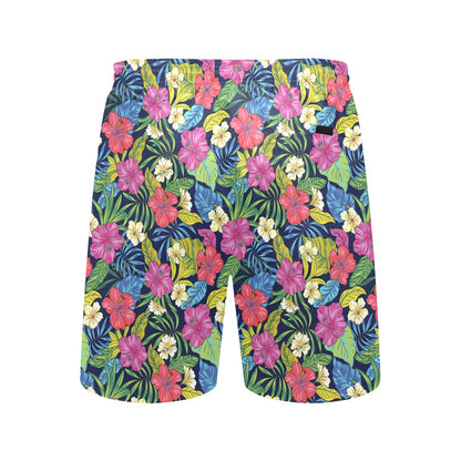 Hibiscus Print Design LKS3010 Men's Swim Trunks Beach Shorts