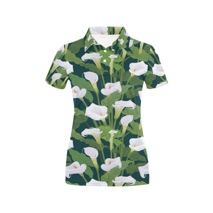 Lily Pattern Print Design 04 Women's Polo Shirt