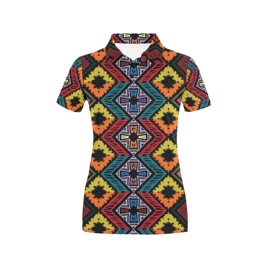 African Pattern Print Design 08 Women's Polo Shirt