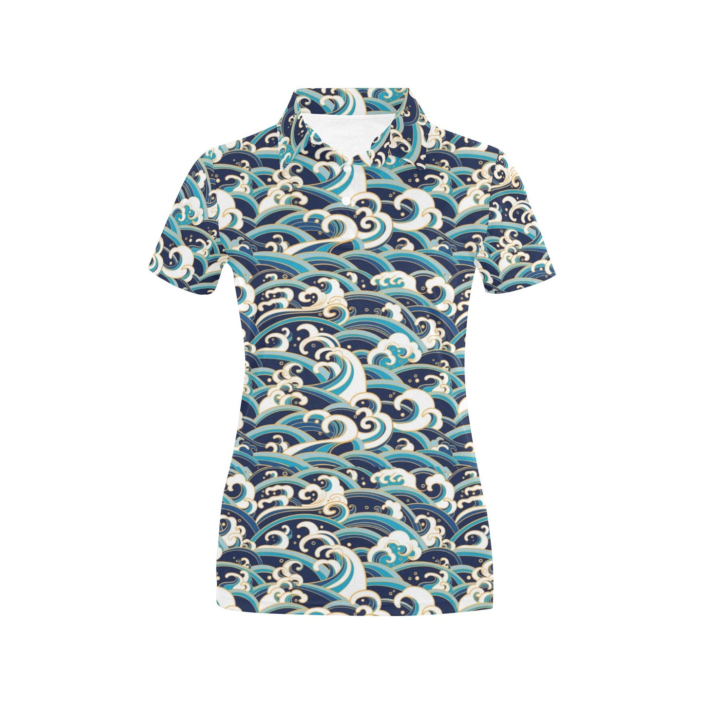 Surf Wave Pattern Women's Polo Shirt