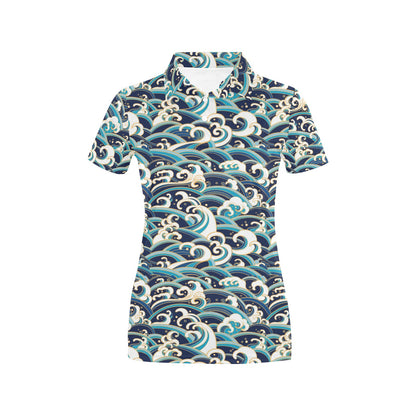 Surf Wave Pattern Women's Polo Shirt