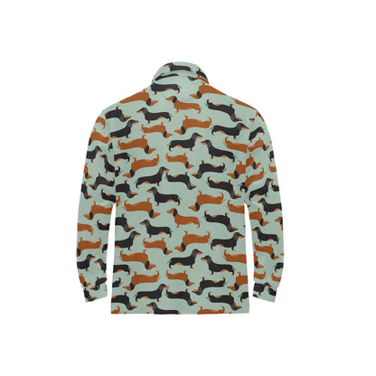 Dachshund Cute Print Pattern Long Sleeve Polo Shirt For Men's