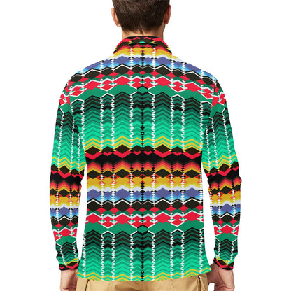 Serape Print Design LKS307 Long Sleeve Polo Shirt For Men's