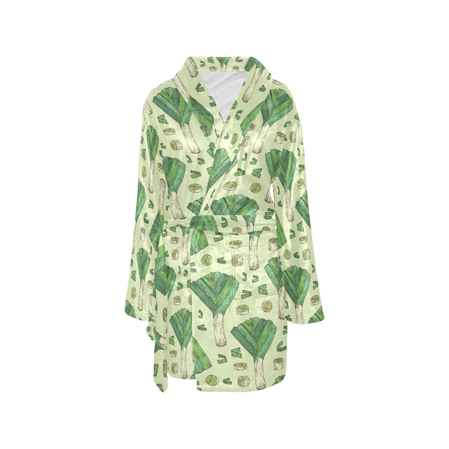 Leek Pattern Print Design 04 Women's Fleece Robe