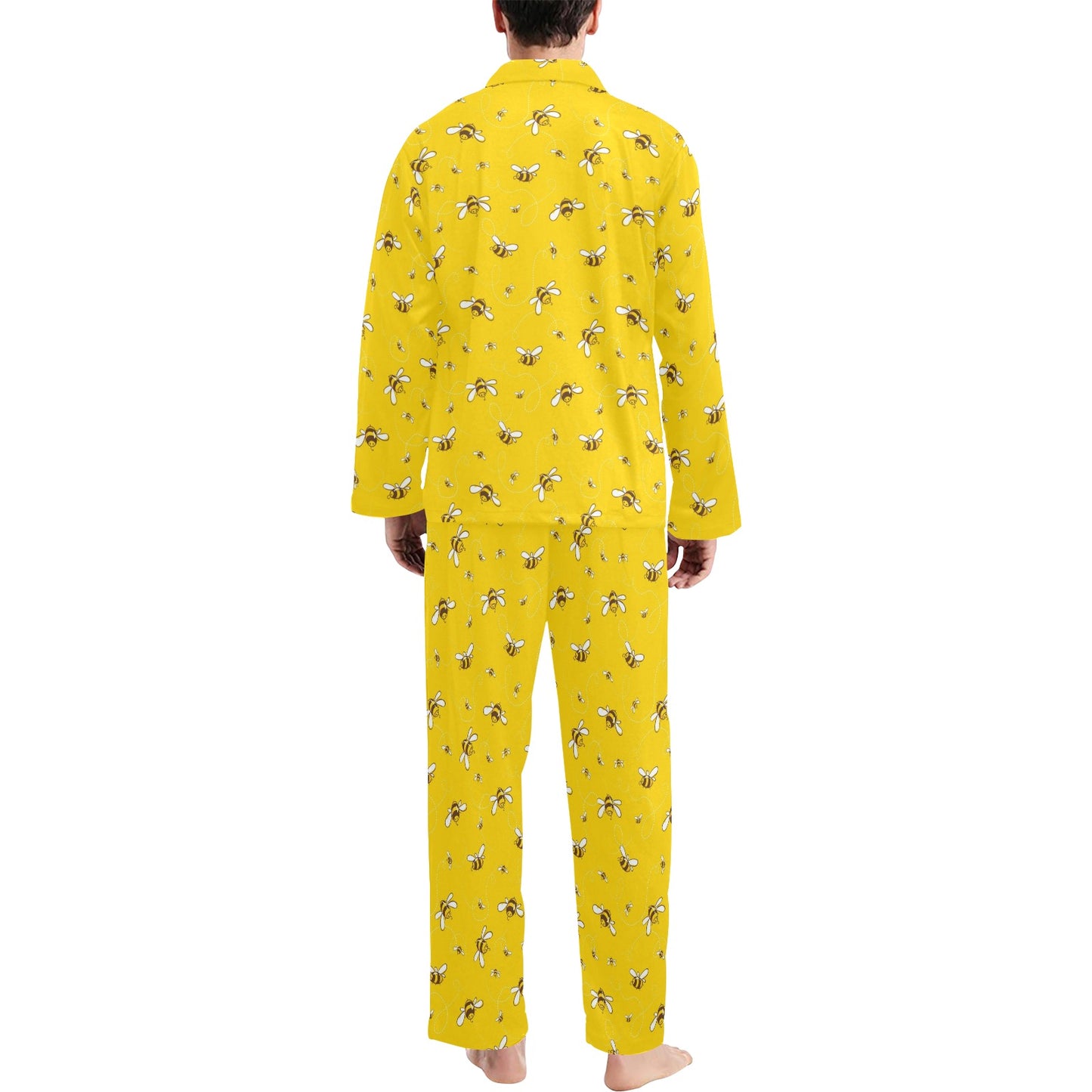Bee Pattern Print Design 05 Men's Long Pajama Set