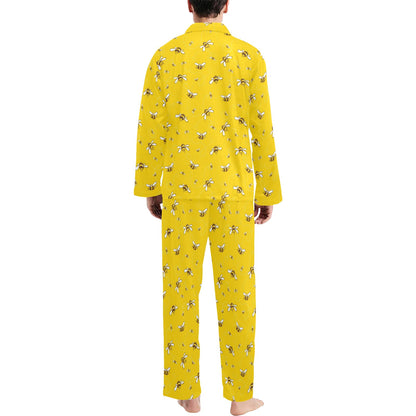 Bee Pattern Print Design 05 Men's Long Pajama Set