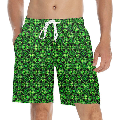 Celtic Green Neon Design Men's Swim Trunks Beach Shorts