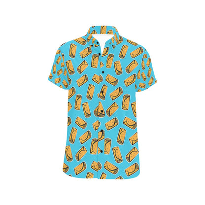 Burrito Print Design LKS301 Men Short Sleeve Button Up Shirt