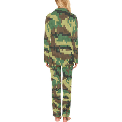 ACU Army Digital Pattern Print Design 02 Women's Long Pajama Set