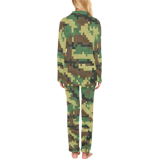 ACU Army Digital Pattern Print Design 02 Women's Long Pajama Set
