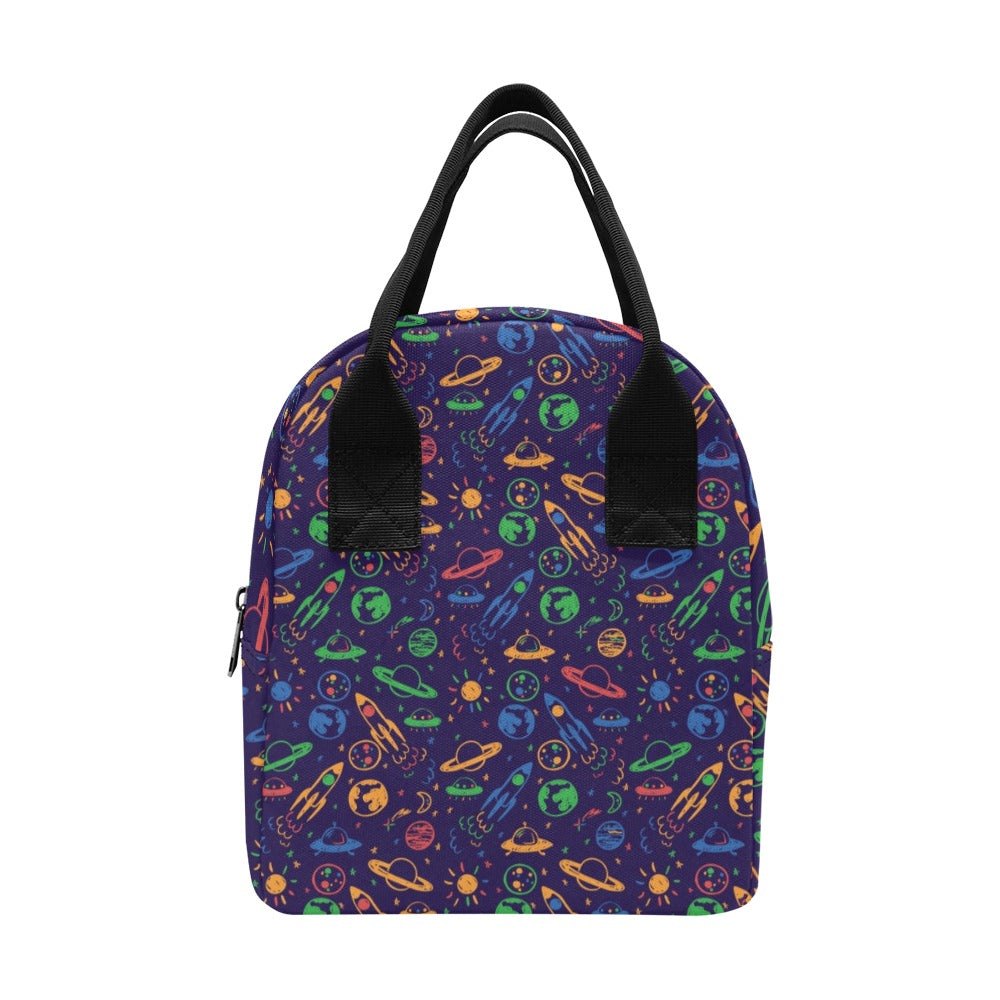 UFO Space Rocket Print Design LKS302 Insulated Lunch Bag