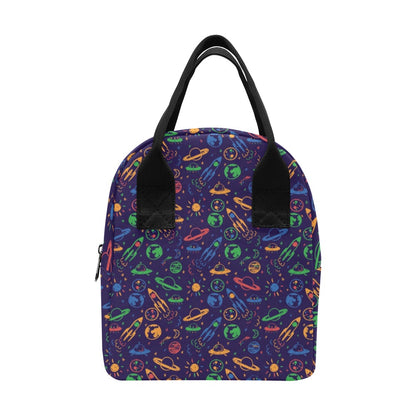 UFO Space Rocket Print Design LKS302 Insulated Lunch Bag