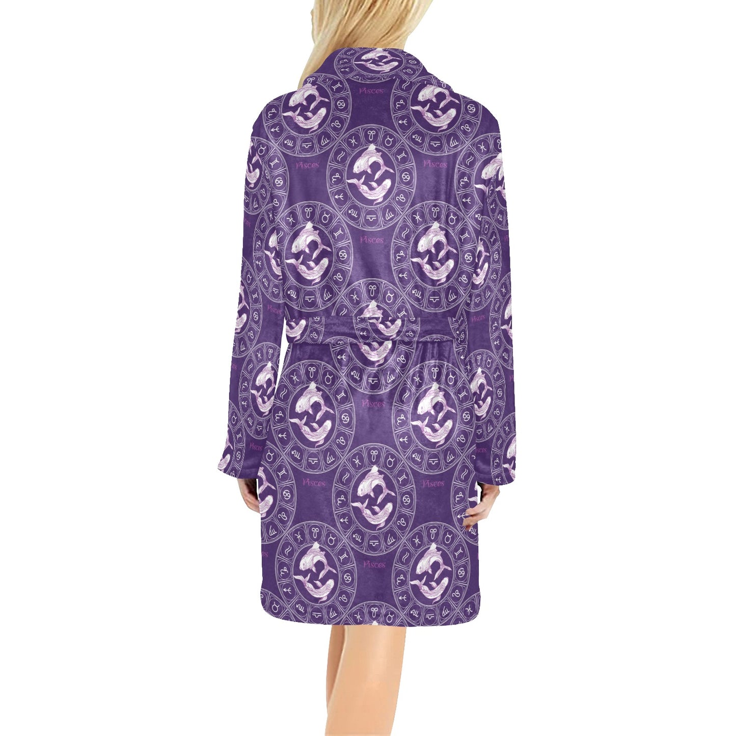 Pisces Pattern Print Design A02 Women's Fleece Robe
