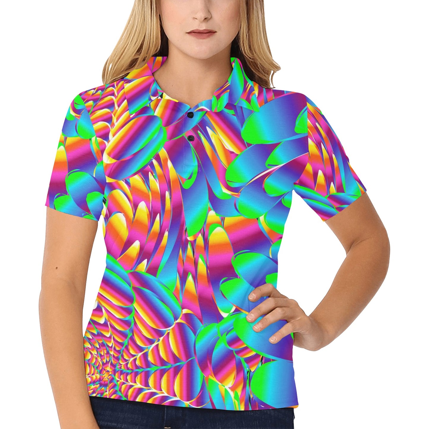 Psychedelic Trippy Pattern Women's Polo Shirt