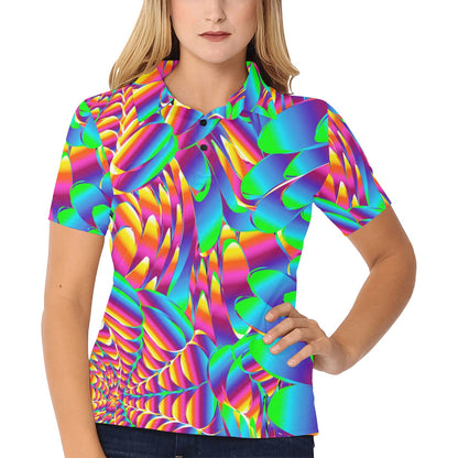 Psychedelic Trippy Pattern Women's Polo Shirt